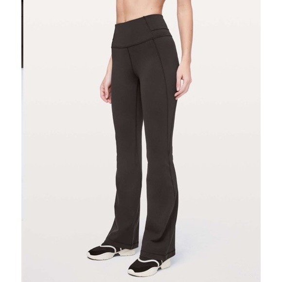 Lululemon Pants Womens 8 Black Groove Flare High Rise Yoga Athletic Activewear - Picture 1 of 11